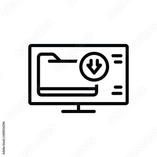 Black line icon for download 