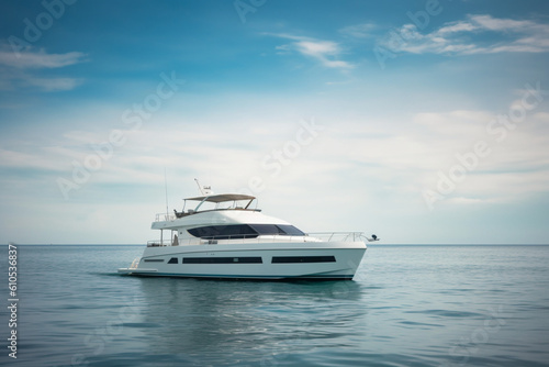 Catamaran motor yacht on the ocean © alisaaa