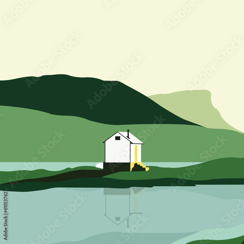 A house near the river vector image