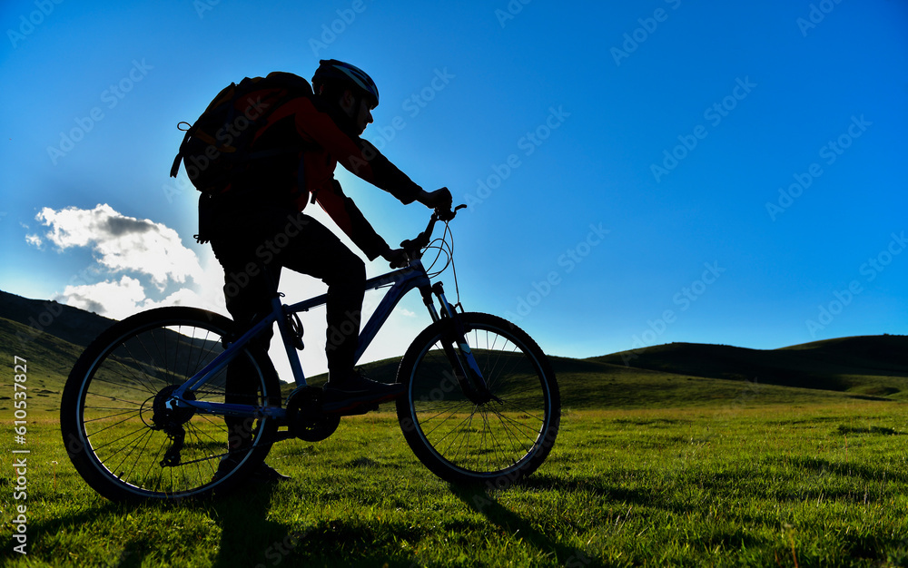 Fototapeta premium Young Cyclist Silhouette 