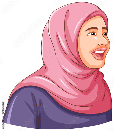 Happy muslim woman wearing hijab