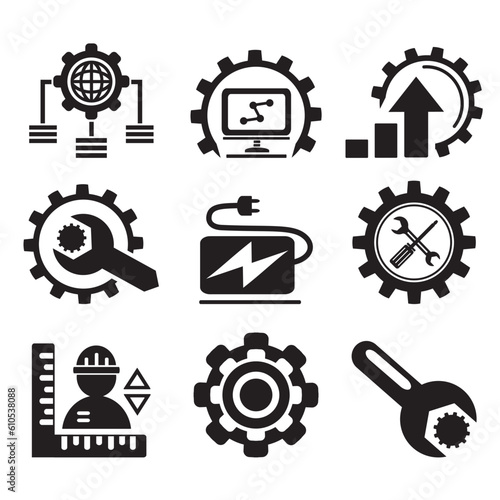 A set of vector icons for construction and industry.