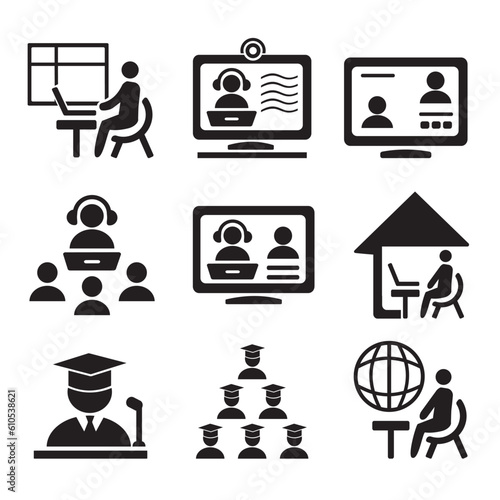 A set of vector icons for online courses and education.