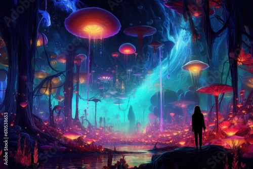 mind-bending inner journey surreal fantasy landscape backdrop