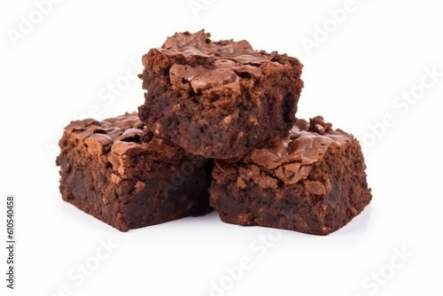 Chocolate brownies isolated on white background