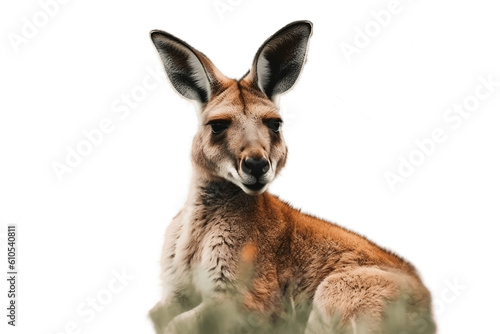 Smiling Kangaroo in the Meadow Isolated on Transparent Background, Generative Ai © Happymoon