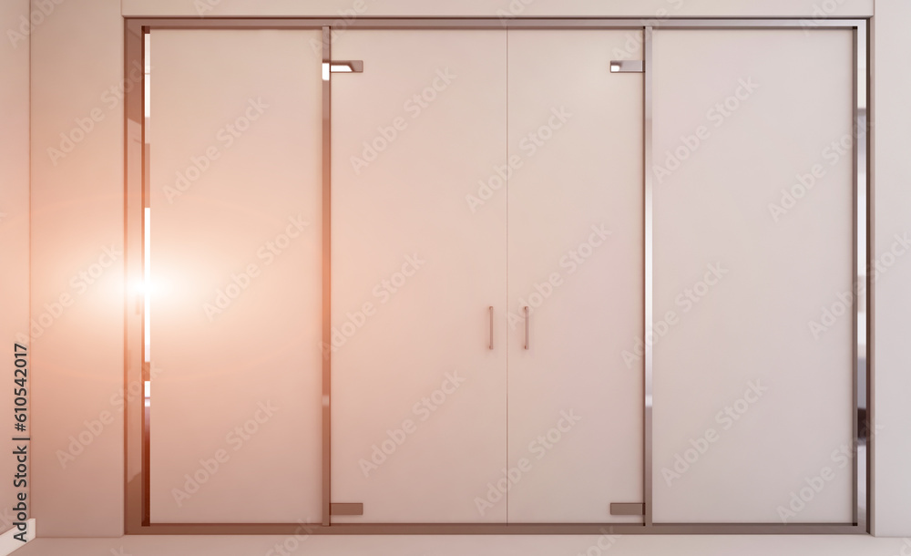 Fototapeta premium Modern meeting room. 3D rendering.. Sunset.