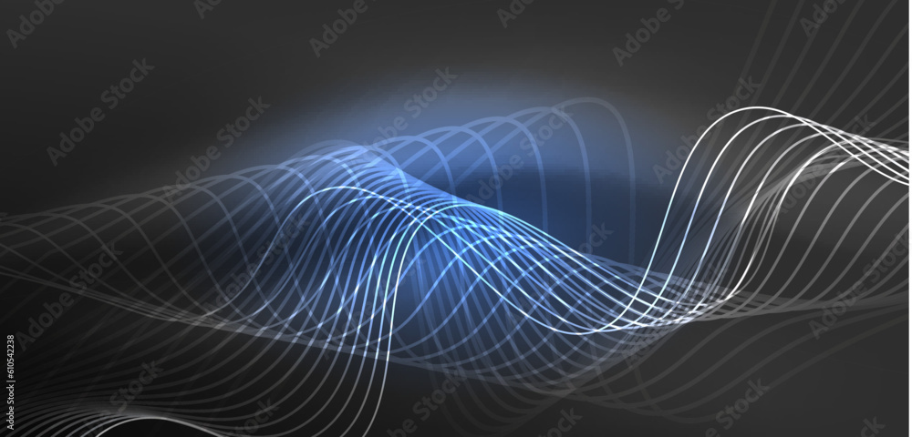 Abstract background neon wave. Hi-tech design for wallpaper, banner, background, landing page, wall art, invitation, prints, posters Abstract background neon wave. Hi-tech design for wallpaper, banner, background, landing page, wall art, invitation, prints, posters