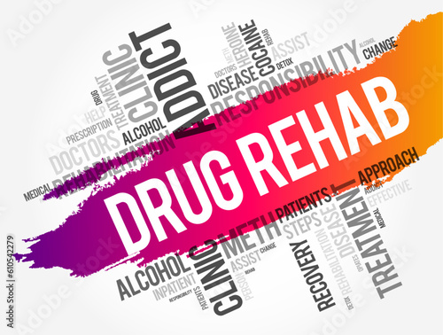 Drug Rehab word cloud collage, health concept background