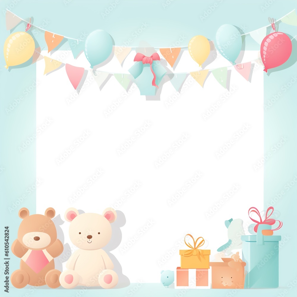 Baby shower banner with cartoon rocket and balloons. Baby shower banner with cartoon rocket and balloons.