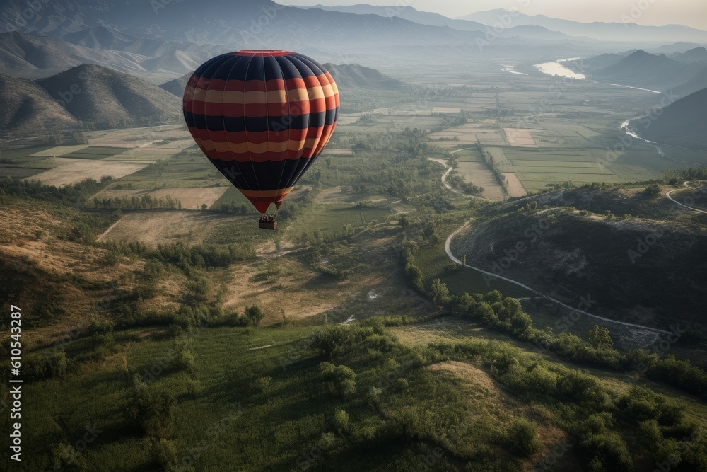 Air balloon fly background. Generate Ai