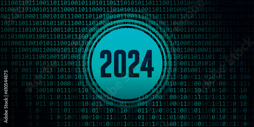 2024 new year number on binary code background
