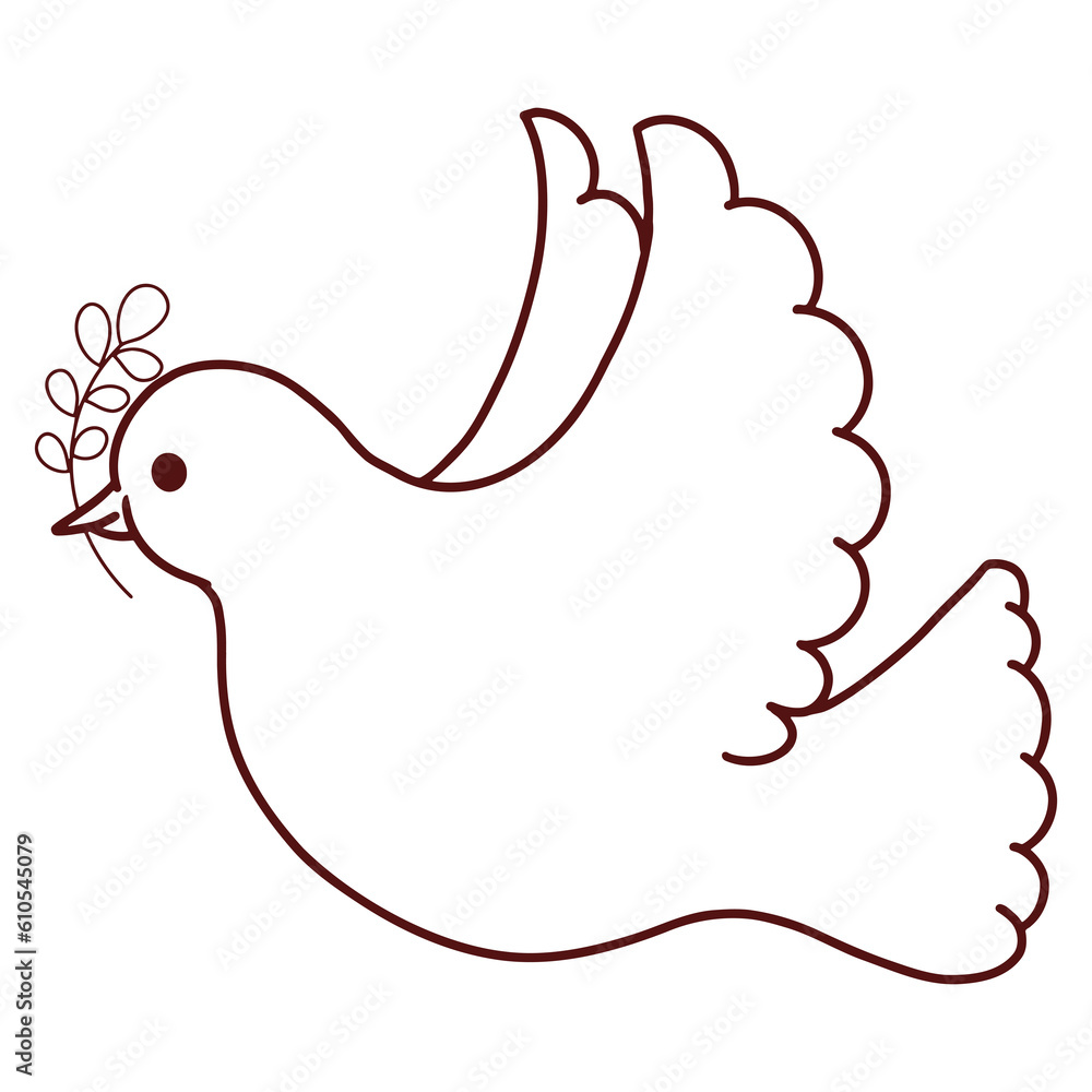 Christianity Element Hand Drawing Style with Dove Doodle Christianity Element Hand Drawing Style with Dove Doodle