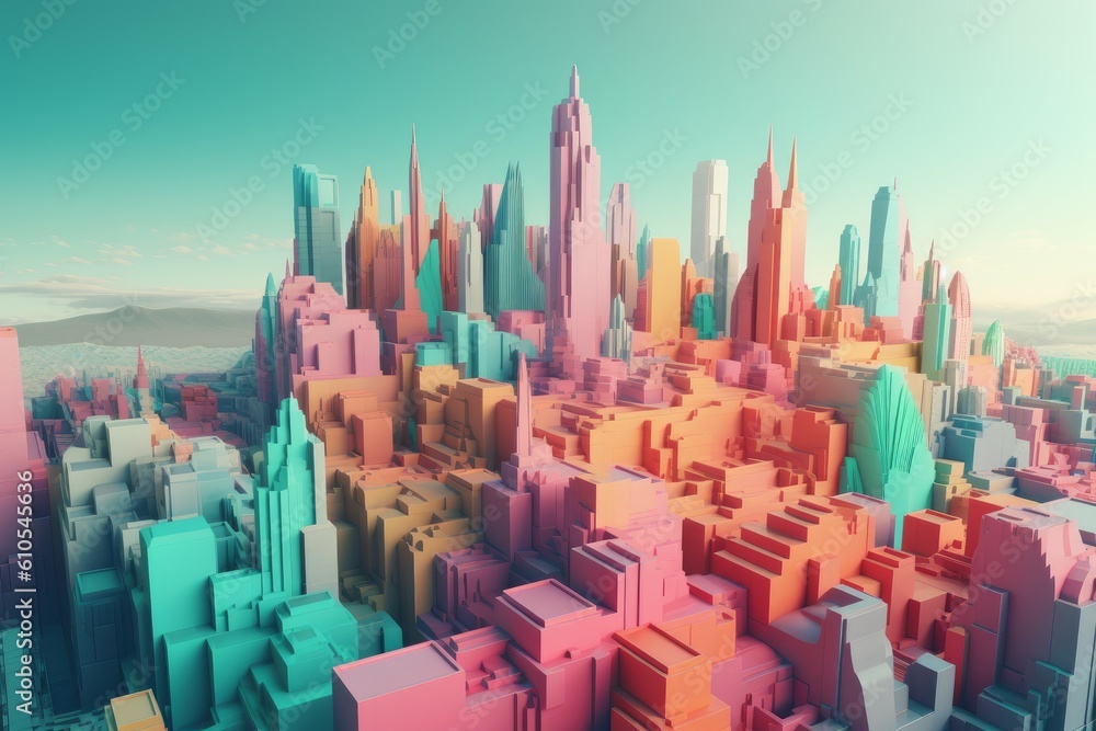 Colorful city. Generate Ai