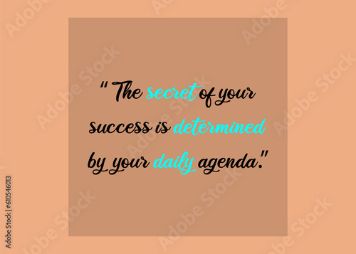 The secret of your success is determined by your daily agenda. Motivational and success quotes designed for blogs website. Overcoming challenges to embracing opportunities Quotes. 