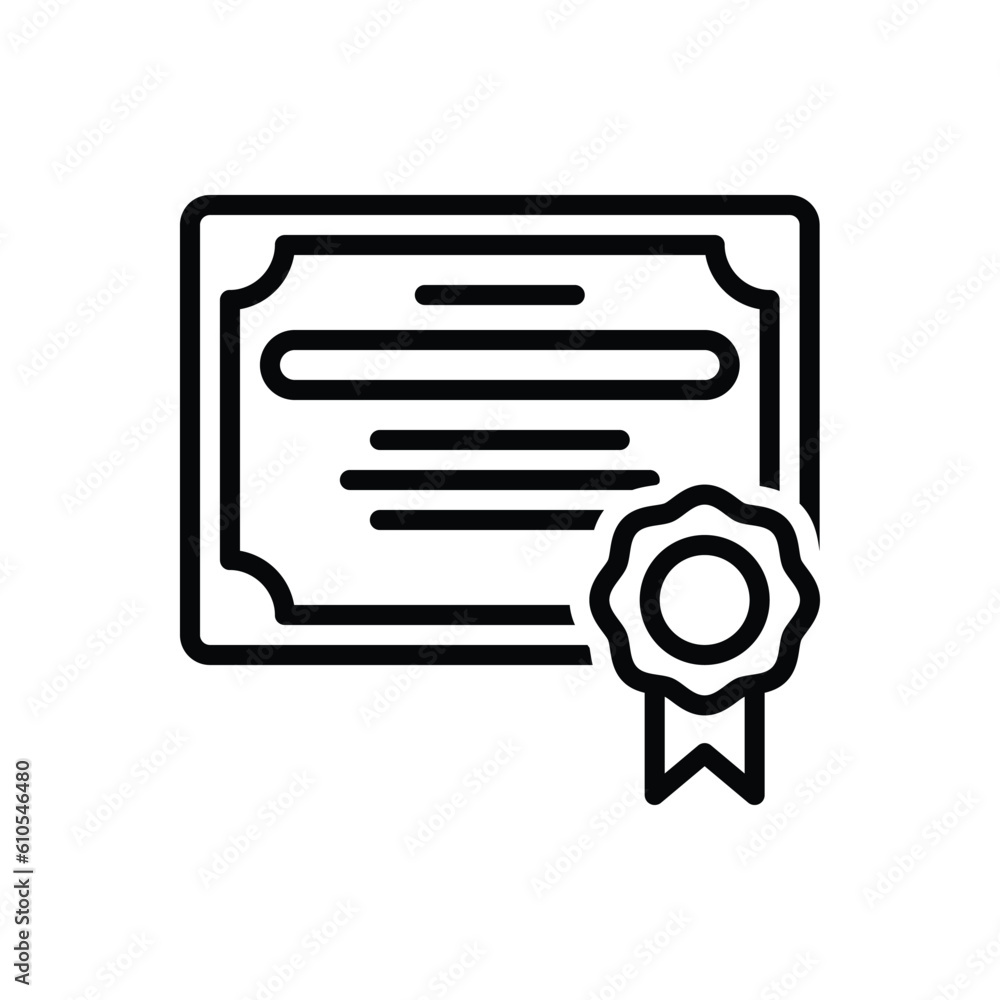 Black line icon for certified Black line icon for certified