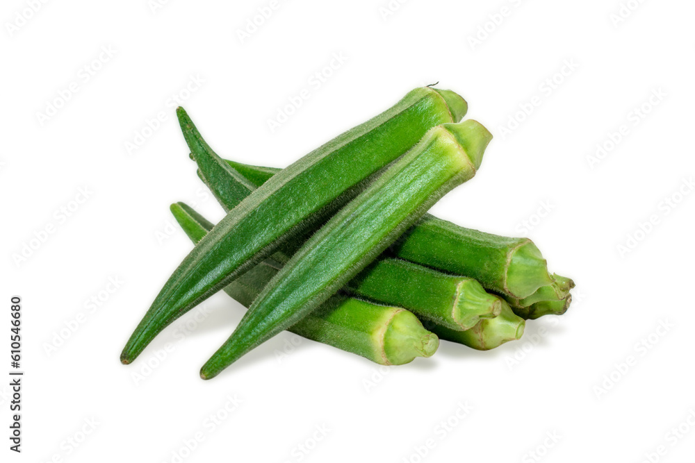 Fresh okra (abelmoschus esculentus) isolated on white background Fresh okra (abelmoschus esculentus) isolated on white background