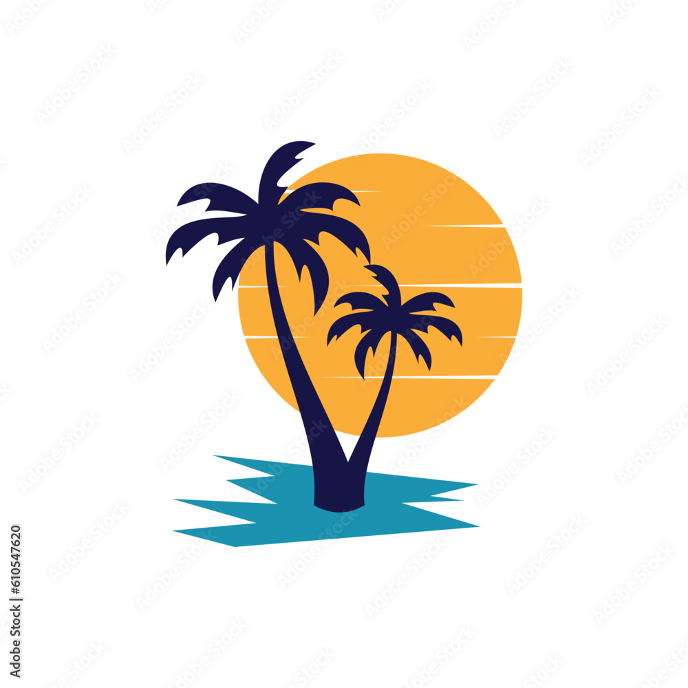 Palm tree with modern abstract concept logo design