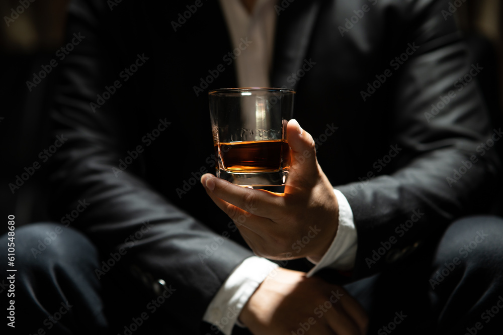 Barman pouring whiskey whiskey glass celebrate whiskey on a friendly party in restaurant Barman pouring whiskey whiskey glass celebrate whiskey on a friendly party in restaurant