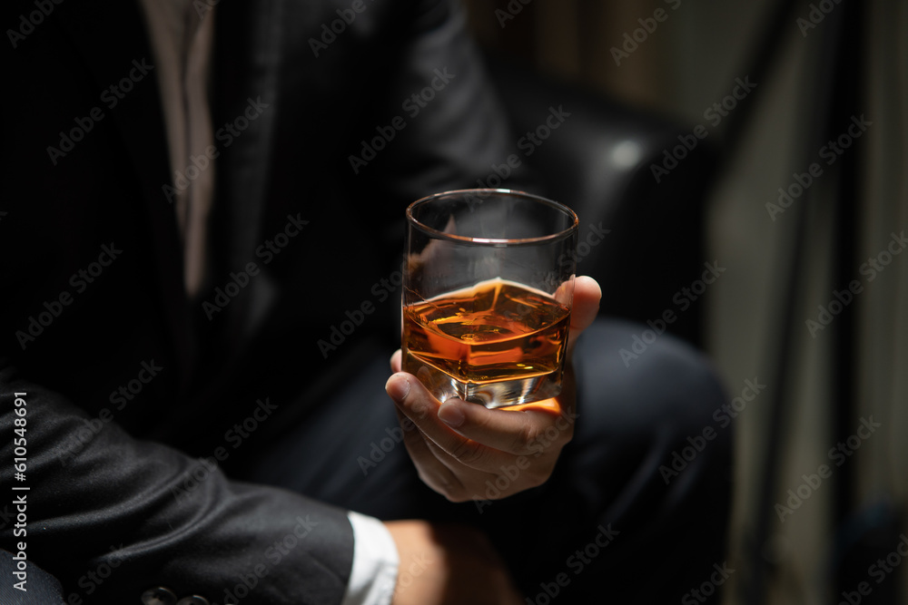 Barman pouring whiskey whiskey glass celebrate whiskey on a friendly party in restaurant Barman pouring whiskey whiskey glass celebrate whiskey on a friendly party in restaurant