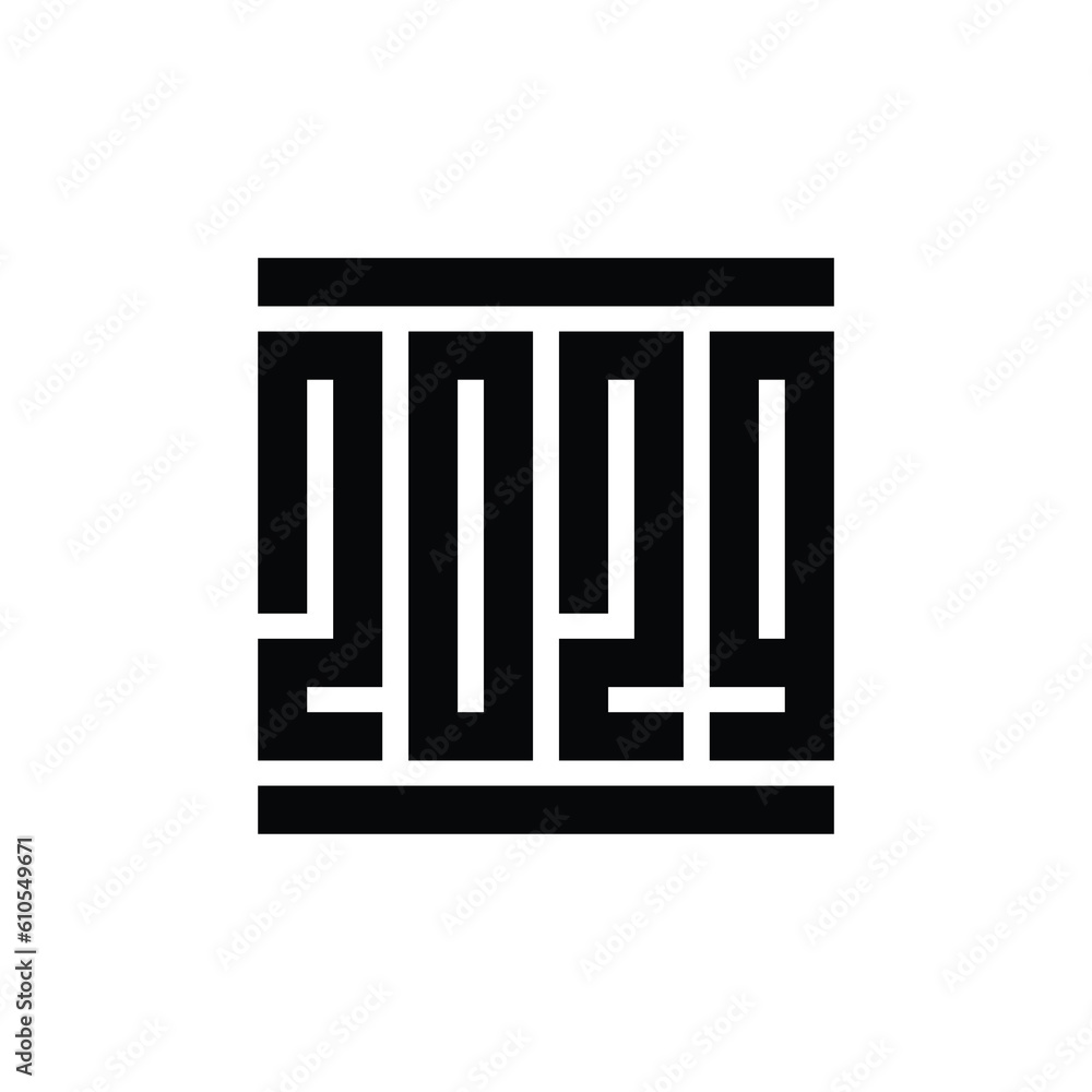 2029 Happy new year logo text design, square shape monogram, vector illustration 2029 Happy new year logo text design, square shape monogram, vector illustration