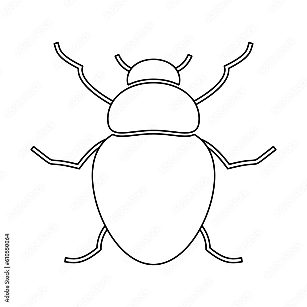 Silhouette of a beetle of the Coleoptera family on a white background. Silhouette of a beetle of the Coleoptera family on a white background.