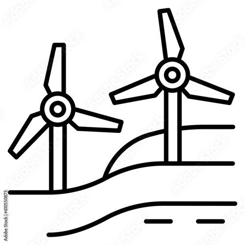 Windmill Landscape Icon