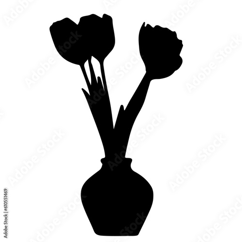 silhouette of Tulip flowers in a vase