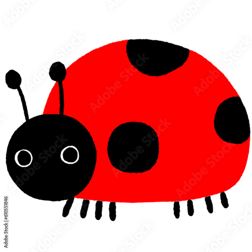 Cartoon cute sweet red lady bug element.