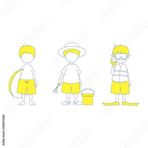 男の子　海　イラスト