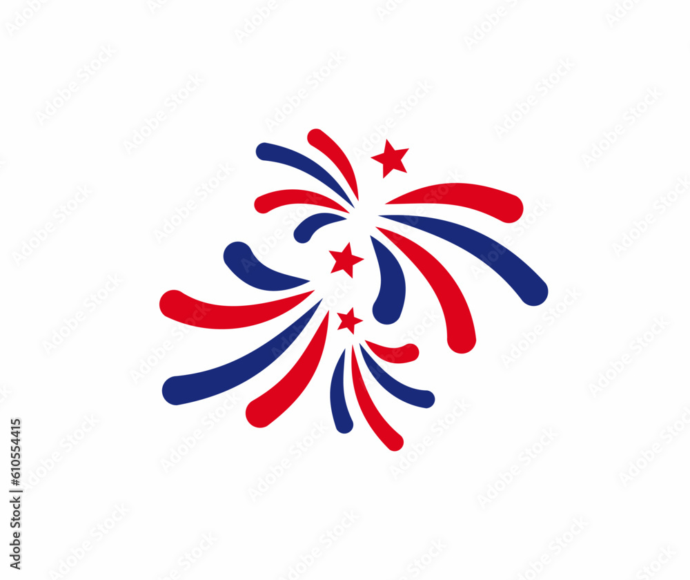 simple fireworks red and blue on white background, vector illustration. Holiday and party firework icons collection simple fireworks red and blue on white background, vector illustration. Holiday and party firework icons collection