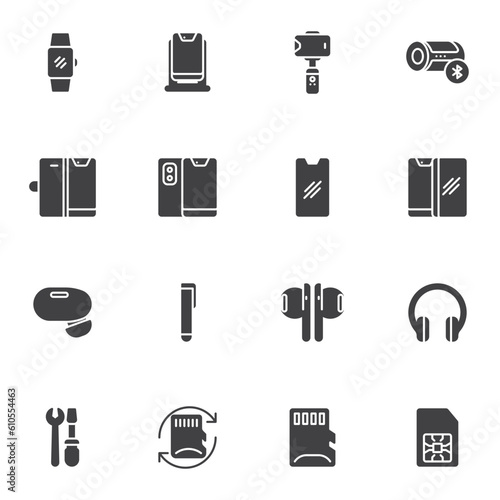 Phone accessories vector icons set