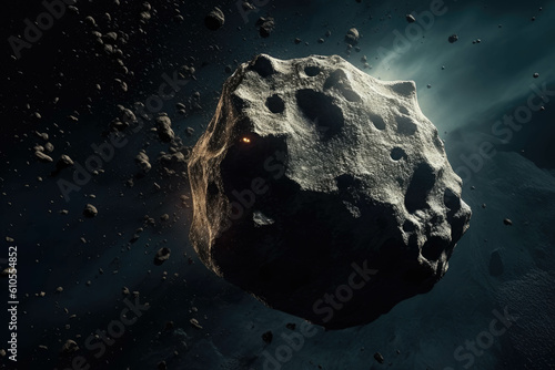 Asteroid, meteorite impact. Generative AI