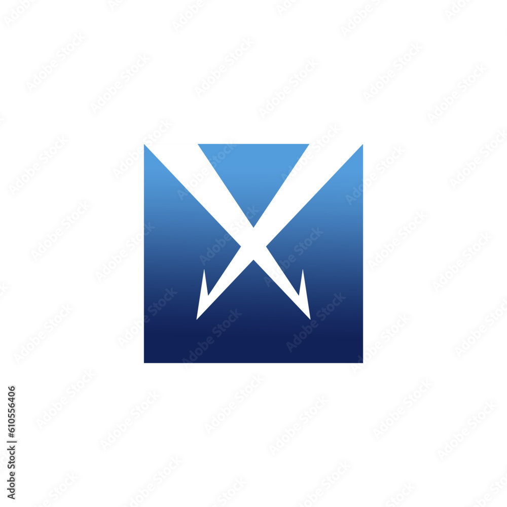 illustration vector graphic logo design of two spears forming the letter X in a square. simple and minimalist design. suitable for ice seller logo. illustration vector graphic logo design of two spears forming the letter X in a square. simple and minimalist design. suitable for ice seller logo.