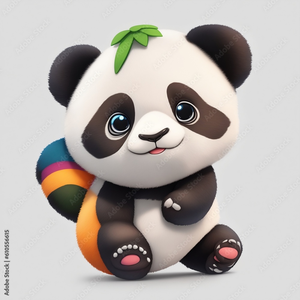 Naklejka premium Panda Cute Vector Sticker Colorful