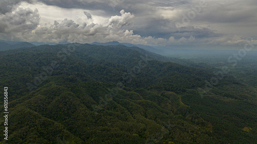 Mountain landscape with mountain peaks covered with forest. Sumatra, Indonesia. © Alex Traveler