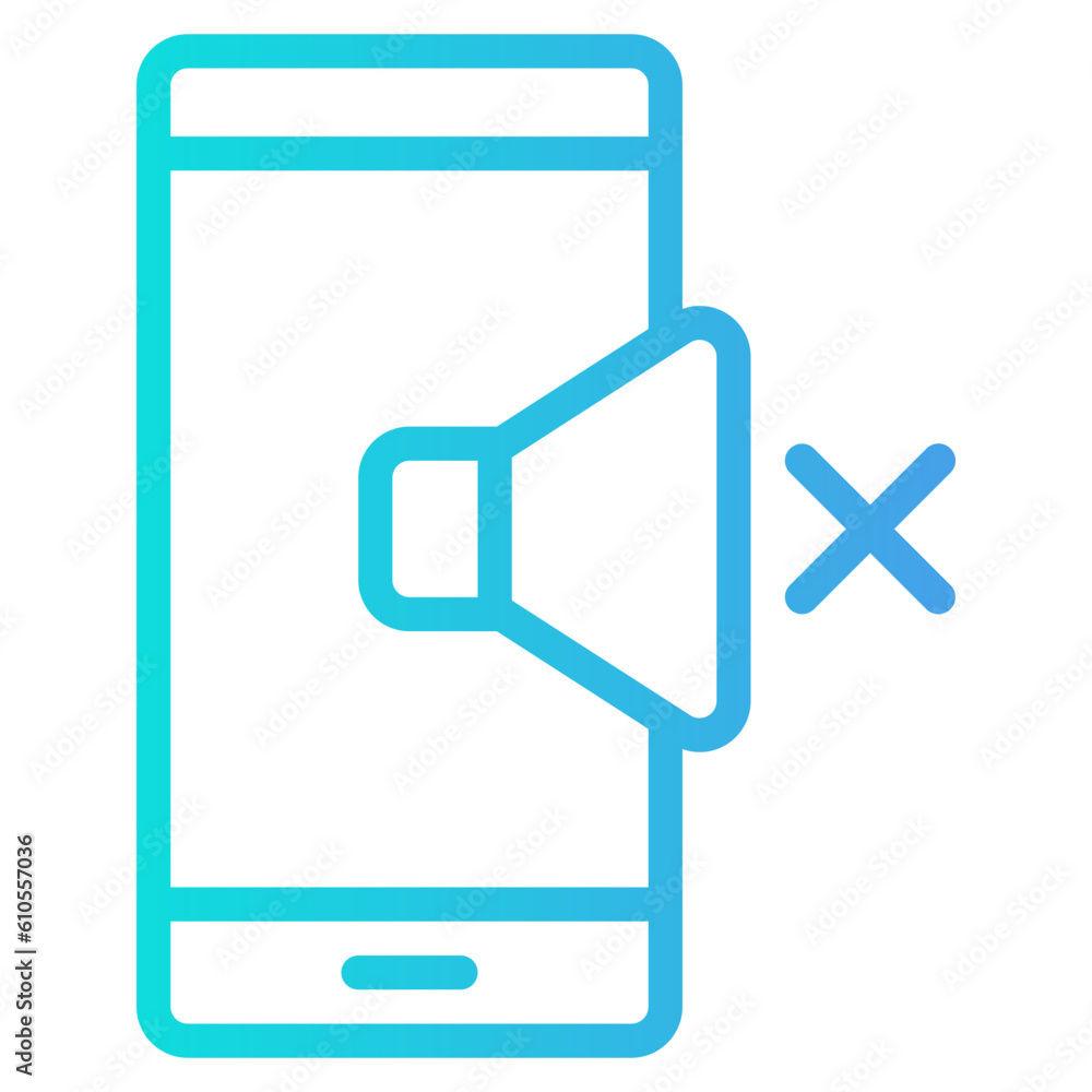 Mute smartphone gradient line icon, use for website mobile app presentation Mute smartphone gradient line icon, use for website mobile app presentation