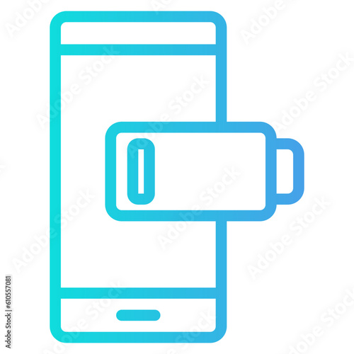 Low battery smartphone gradient line icon, use for website mobile app presentation