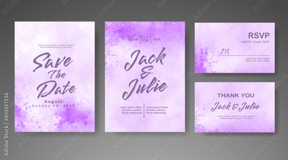 Wedding invitation with abstract watercolor background Wedding invitation with abstract watercolor background