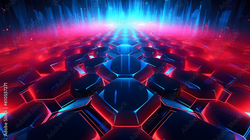 Fototapeta premium futuristic and technology-themed abstract background image with vibrant neon colors and dynamic shapes