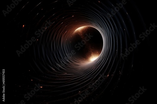 Celestial Whirlpool: 3D Background with Black Hole and Deep Spiraling Depths Generative AI