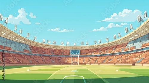 Abstract background stadium. Summer stadium with an engaging illustration enhanced by an abstract background in a dynamic banner design. Generative AI. © Andrey