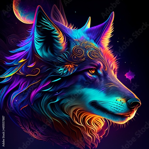 head wolf created with generative ai tools