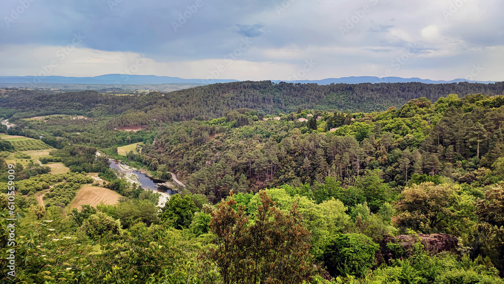 view of the countryside and the river, Ardèche