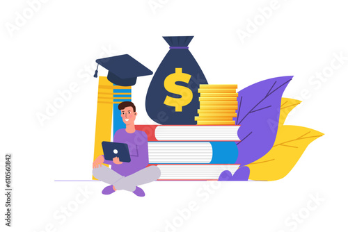 Education, student loan, university and tuition fee concept. Vector illustration.