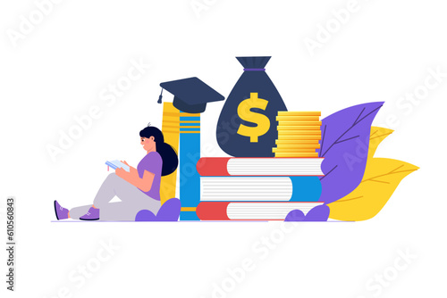 Education, student loan, university and tuition fee concept. Vector illustration.