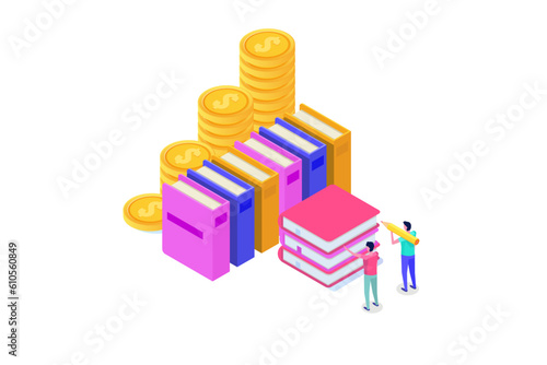 Education, student loan, university and tuition fee concept. Vector illustration.