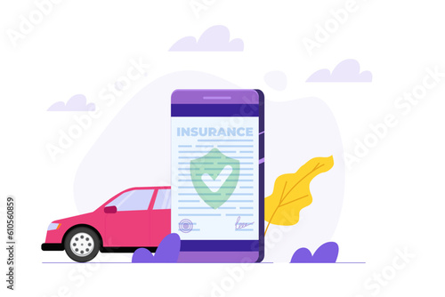 Car insurance, Car warranty service concept. Vector illustration.
