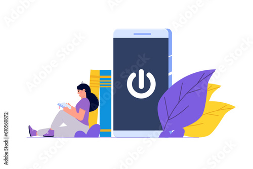 Digital detox, internet addiction concept. Vector illustration.