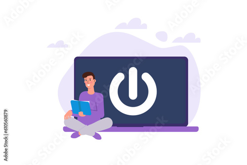Digital detox, internet addiction concept. Vector illustration.